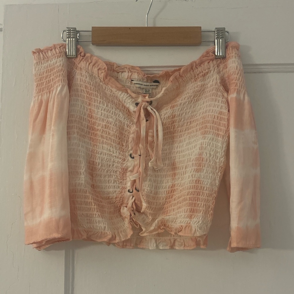 American Eagle Outfitters Peach Tie-Dye Crop Top